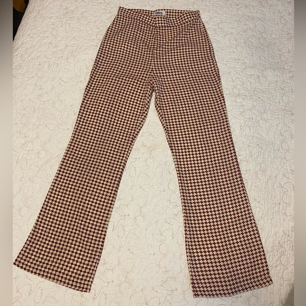 Verge Girl Take Manhattan Check Pants Wine - Picture 2 of 6